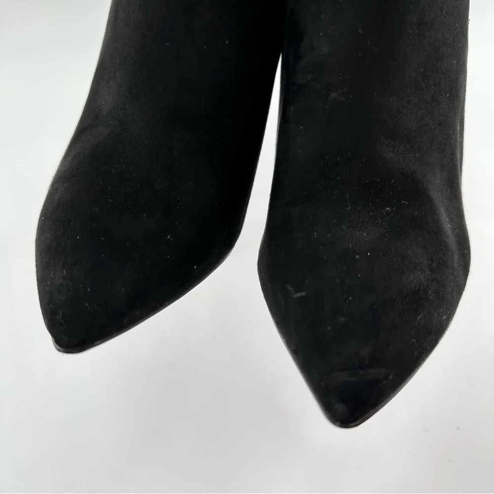 New look womens pointy toe ankle boots size 40 black faux suede stilettos